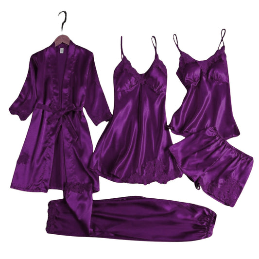 5 Piece Silk Nighty Set for Women Soft & Luxurious Nightwear