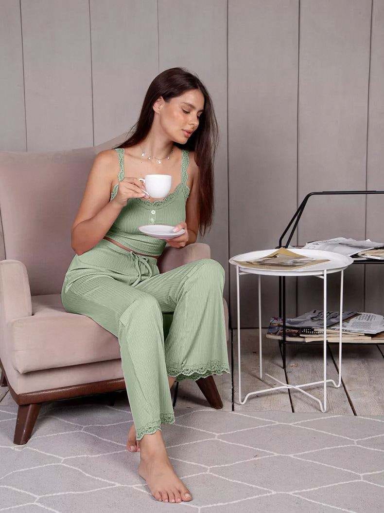 soft stretchable top and trouser night suit with elegant dot self design fabric